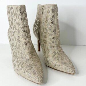 Gianni Bini Leopard Print Rhinestone Stiletto Booties Size 9M